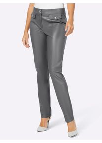 CRÉATION L CREATION L Damen Lederimitathose, grau, Gr. 40, unifarben, 100% Polyester, Hosen