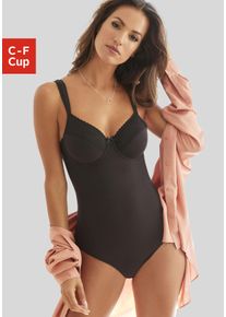 Nuance Damen Body, Gr. 100, schwarz, Jersey, Obermaterial: 83% Baumwolle, 11% Polyamid, 6% Elasthan, feminin, Bodies, mit feinen Borten und