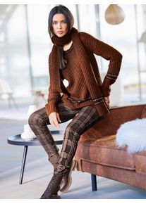 Heine Damen Strickpullover "Pullover", braun, Gr. 44, meliert, gemustert, gestreift, unifarben, 50% Polyacryl, 41% Polyester, 5% Wolle, 4% Elasthan,