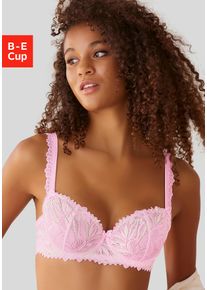 Lascana Damen Balconnet-BH, Gr. 90, rosa, Spitze, Obermaterial: 88% Polyamid, 12% Elasthan, feminin, BHs, mit extravaganten Spitzenträgern, Dessous