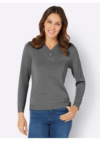Classic Basics Damen Strickpullover "Langarm-Pullover", grau, Gr. 42, meliert, 100% Polyacryl, Pullover