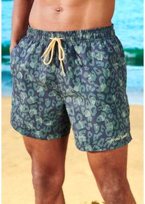 Bruno Banani Herren Badeshorts, blau, Gr. S, Animalprint, Recycling-Polyester, Microfaser, Badehosen, mit Animalprint