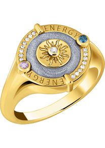 Thomas Sabo Damen Siegelring "mit Sonnensymbol und Steinen, TR2449-974-1-52-60", 52, Silber 925 (Sterlingsilber), 2mm, blau, Silber 925