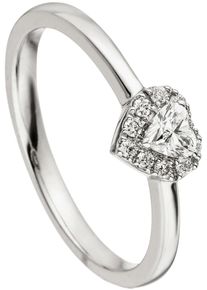 Jobo Damen Diamantring "Herz-Ring mit 10 Diamanten", 54, SI = kleine Einschlüsse, Weißgold 585-Diamanten, weiß, Weißgold 585, Diamanten, Fingerringe,