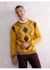 CLASSIC Herren Rundhalspullover "Rundhals-Pullover", gelb, Gr. 62, gemustert, mehrfarbig, 100% Polyacryl, Pullover
