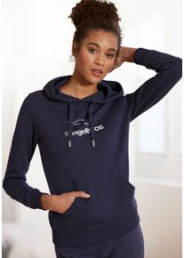 Kangaroos Damen Hoodie, Gr. 32, blau, Interlock, Obermaterial: 60% Baumwolle, 40% Polyester, unifarben, Basic, Sweatshirts, mit Kängurutasche,