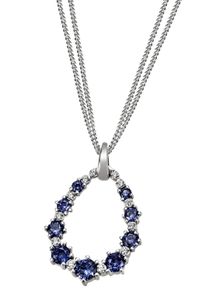 Firetti Damen Kette mit Anhänger "Schmuck Geschenk Silber 925 Halsschmuck Halskette Panzerkette Tropfen", Silber 925 (Sterlingsilber), blau, Silber