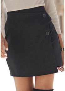 Buffalo Damen Hosenrock, schwarz, modisch, Gr. 36, unifarben, Jersey, Obermaterial: 80% Polyester, 18% Viskose, 2% Elasthan, Röcke, in Wickeloptik