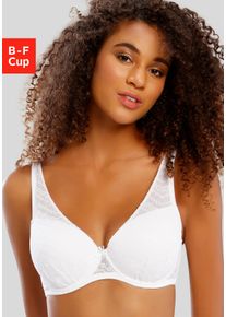 Lascana Damen Schalen-BH, Gr. 70, weiß, Spitze, Obermaterial: 84% Polyamid, 16% Elasthan, feminin, BHs, mit Bügel und drei Tragevarianten, Dessous