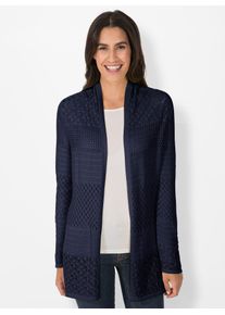 Inspirationen Damen Strickjacke, blau, Gr. 38, unifarben, 60% Baumwolle, 40% Viskose, Strickjacken