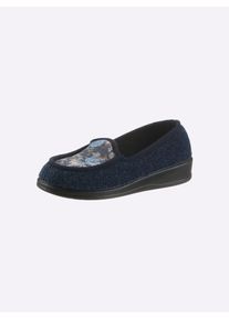 Schawos Damen Hausschuh, Gr. 38, blau, Textil, Schuhe