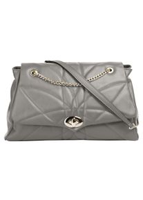 CLUTY Damen Umhängetasche, grau, Leder, unifarben, leicht glänzend, Taschen, echt Leder, Made in Italy
