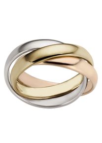 Firetti Damen Goldring "Schmuck Geschenk Gold 585, Tricolor-Optik, massiv", 18, Gelbgold 585-Weißgold 585-Roségold 585, 9mm, rosa, Gelbgold 585,
