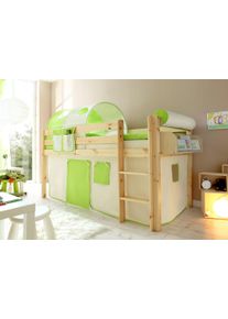 Hochbett Ticaa, B:101cm H:114cm L:205cm, beige, Jugendzimmer, Hochbetten, "Malte", mit Rollrost und in verschiedenen Ausführungen wahlweise mit