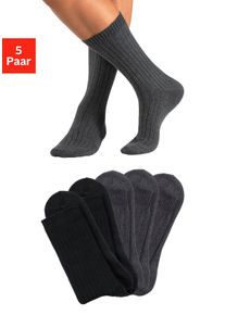 H.I.S. H.I.S Herren Arbeitssocken, Gr. 35, schwarz, Baumwollmischung, uni und meliert, Socken, besonders grob gestrickt