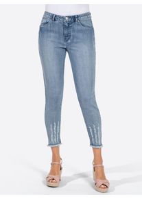 Inspirationen Damen 7/8-Hose, blau, Gr. 40, unifarben, 78% Baumwolle, 20% Polyester, 2% Elasthan, Hosen