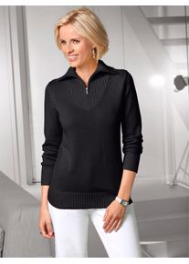 Casual Looks Damen Troyer "Pullover", schwarz, Gr. 38, meliert, unifarben, 50% Baumwolle, 50% Polyacryl, Pullover