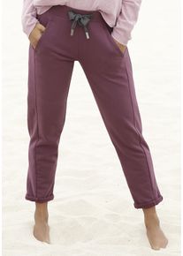 ELBSAND Damen Sweathose "Brinja", lila, casual, Gr. XXL, unifarben, angeraute Sweatware, Obermaterial: 95% Baumwolle, 5% Elasthan, Hosen, mit