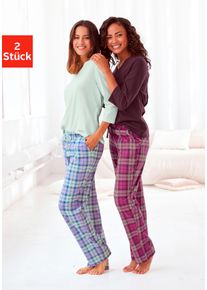 H.I.S. H.I.S Damen Pyjama, Gr. 36, bunt, Single Jersey, Obermaterial: 100% Baumwolle, kariert, Basic, Homewear-Sets