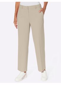 Inspirationen Damen Bügelfaltenhose, beige, Gr. 38, unifarben, 63% Polyester, 34% Viskose, 3% Elasthan, Hosen