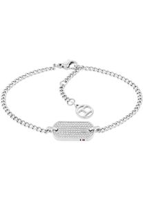 Tommy Hilfiger Damen Armkette "SS24 DOG TAG, 2780863, 2780864", Edelstahl, silber, Edelstahl, Armbänder, mit Glasstein