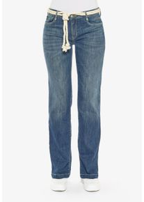 Damen Bequeme Jeans "FLARE", blau, Gr. 30, Le Temps Des Cerises, 92% Baumwolle, 6% Synthetik, 2% Elasthan, Jeans, in tollem Bootcut-Schnitt