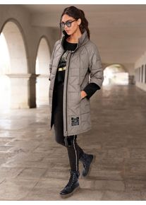 Heine Damen Langjacke, grau, Gr. 44, unifarben, 100% Polyester, Bündchen:5% Elasthan, 68% Viskose, 27% Polyamid, Wattierung:100% Polyester, Jacken