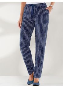 Classic Basics Damen Schlupfhose, blau, Gr. 20, gemustert, mehrfarbig, unifarben, 100% Polyester, Hosen