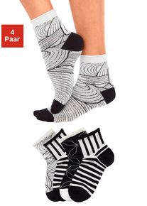 H.I.S. H.I.S Damen Kurzsocken, Gr. 35, schwarz-weiß, Baumwolle, Elasthan, Polyamid, uni und gemustert, Socken, in unterschiedlichen Designs