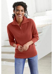 Casual Looks Damen Troyer "Pullover", rot, Gr. 38, meliert, unifarben, 50% Baumwolle, 50% Polyacryl, Pullover