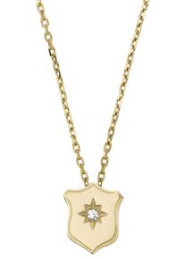 Fossil Damen Kette mit Anhänger "Wappen, HERITAGE, JF04351710", Edelstahl, L: 46cm, gold, Edelstahl, Halsketten, mit Zirkonia (synth.)
