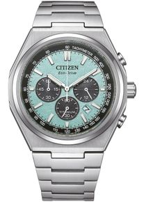 Citizen Herren Chronograph, silber, Armbanduhren, Armbanduhr, Herren, Titan, Eco-Drive, Solar, Stoppfunktion, Saphirglas