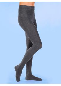 Hudson Damen Strickstrumpfhose, Gr. 3, grau, 90% Baumwolle, 8% Polyamid, 2% Elasthan, Strumpfhosen