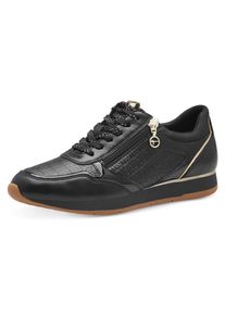 Tamaris Damen Plateausneaker, Gr. 38, schwarz, Lederimitat, Textil, sportlich, Schuhe, Freizeitschuh, Halbschuh, Schnürschuh mit dezenten