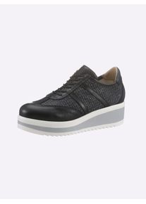 Heine Damen Schnürschuh, Gr. 37, schwarz, Leder, Synthetik, Textil, sportlich, Schuhe