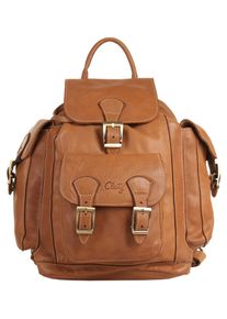 CLUTY Cityrucksack, braun, Rindsleder, Leder, unifarben, casual, Rucksäcke, echt Leder, Made in Italy