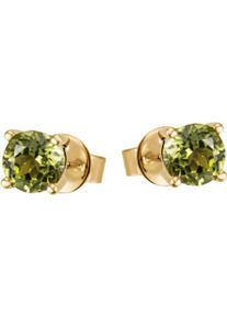 Firetti Damen Paar Ohrstecker "Schmuck Geschenk Gold 375 Gold 585 Ohrschmuck Ohrringe Solitär", Gelbgold 585, grün, Gelbgold 585, Ohrringe, mit