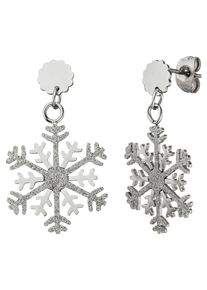 Jobo Damen Paar Ohrhänger "Schneeflocke", Edelstahl, silber, Edelstahl, Ohrringe, Edelstahl
