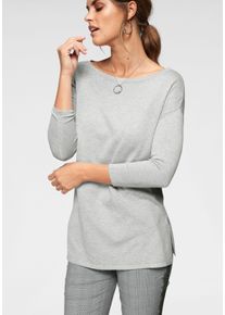 Laura Scott Damen Longpullover, grau, Basic, Gr. 36, meliert, unifarben, Feinstrick, Obermaterial: 70% Viskose, 30% Polyamid, Pullover, mit