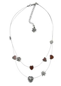 Allgäu Rebell ALLGÄU REBELL Damen Kette mit Anhänger "Hanni", braun, Basic, Metall, Halsketten, mit kleinen Edelweiß und Herzen