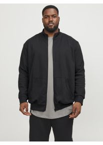 Jack & Jones PlusSize Herren Sweatshirt "JJEPAULOS SWEAT ZIP NOOS PLS", schwarz, casual, Gr. XXXL, JACK & JONES PLUSSIZE, Interlock, Obermaterial: 50% Baumwolle, 50%