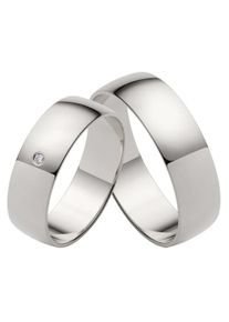 Firetti Trauring "Schmuck Geschenk Gold Hochzeit Ehering Trauring "LIEBE"", 17, 0,01 ct SI = kleine Einschlüsse mit Brillant, Weißgold 375, 6mm,