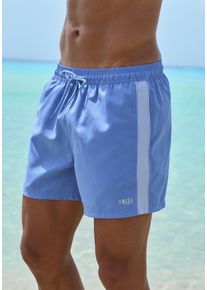 H.I.S. H.I.S Herren Badeshorts, blau, Gr. M, unifarben, kontrastfarbene Details, Recycling-Polyester, Badehosen