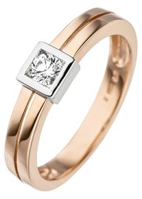 Jobo Damen Goldring, 50, Roségold 375, rosa, Rosu00e9gold 375, Fingerringe, 375 Roségold bicolor mit Zirkonia
