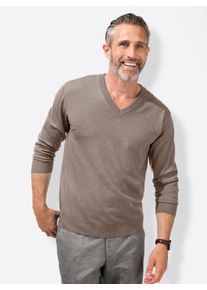 Marco Donati Herren V-Ausschnitt-Pullover "V-Pullover", beige, Gr. 48, unifarben, meliert, 100% Schurwolle, Pullover