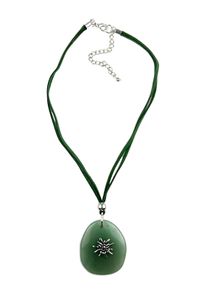 Allgäu Rebell ALLGÄU REBELL Damen Kette mit Anhänger "Evi", grün, Basic, Stein, Halsketten, mit Edelweiß