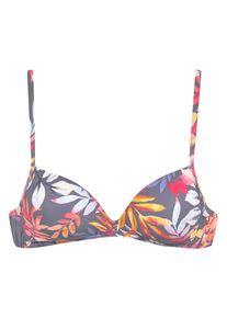 Vivance Damen Triangel-Bikini-Top "Leilani", grau, Gr. 34, bedruckt, floral, Microfaser, Recycling-Polyamid, Microfaser, Bikini-Oberteile, Bedruckt –
