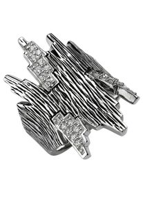 Jobo Damen Fingerring, 66, Silber 925 (Sterlingsilber), silber, Silber 925 (Sterlingsilber), Fingerringe, 925 Silber geschwärzt mit 24 Zirkonia