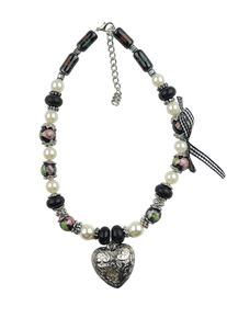 Allgäu Rebell ALLGÄU REBELL Damen Kette mit Anhänger "Toni", schwarz, Basic, Metall, Halsketten, mit echten Keramikperlen