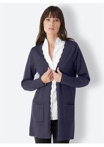 Damen Cardigan, blau, Gr. 36, CREATION L PREMIUM, unifarben, 75% Schurwolle, 25% Seide, Strickjacken